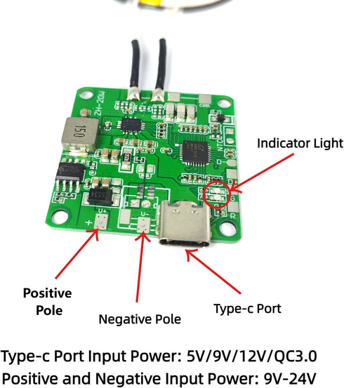 Sevilinlu 2Pcs 20W Max QI Wireless Charger PCBA Module Coil, DIY Fast Charging Circuit Board with Type-C Port