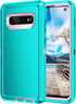 Galaxy S10 Case, Heavy Duty Shockproof Dust/Drop Proof 3 Layers Full Body Protection Rugged Case, Mint Green/Pink
