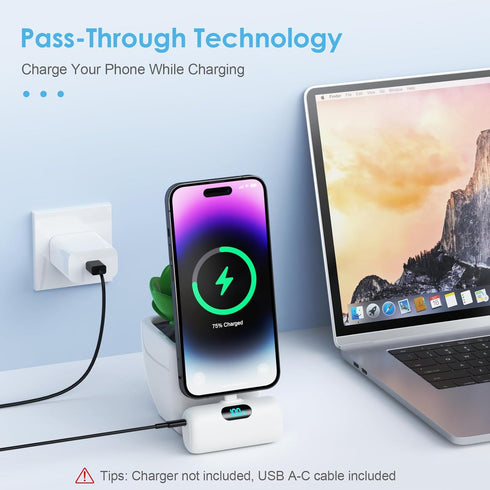 Small Portable Charger for iPhone 5000mAh, Upgraded PD Fast Charging Power Bank, Mini Plug-in Battery Pack for iPhone