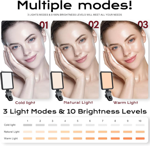 Datarm 4-14H Rechargeable Soft Selfie Light for Phone, Camera, Laptop, Battery Portable LED Light for Pictures, Phone