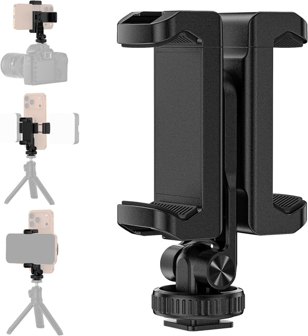 JDHDL Tripod Phone Mount, Dual Phone Holder with 4 Cold Shoe and 1/4"