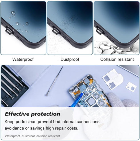 12PACK Lightning Anti Dust Plug with Easy-Grip Tab Compatible with iPhone 14, 13, 12, 11, 10, XS, XR, 8, 7, Charging