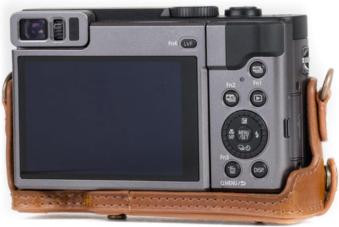 MegaGear MG1260 Ever Ready Leather Camera Case for Panasonic Lumix DC-ZS80, DC-ZS70, DC-TZ95, DC-TZ90 - Light Brown