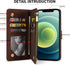 ZZXX for iPhone 12 Mini Wallet Case - Premium Soft PU Leather Zipper Flip Folio with Wrist Strap