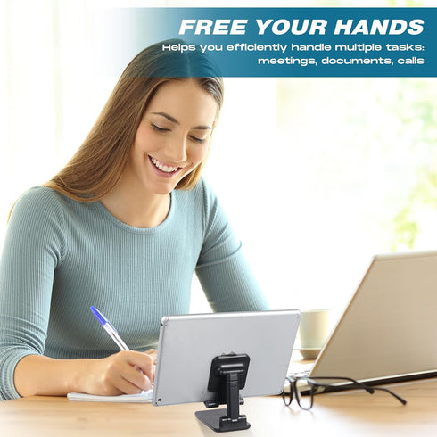 Wonderjune 12 Pcs Cell Phone Stand Desk Table Adjustable Angle Height Phone Stand Foldable Portable Mobile Holder