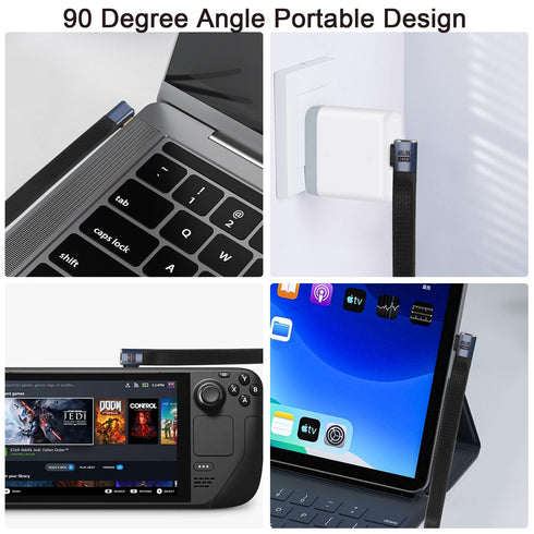 QIANRENON 40Gbps USB4.0 C Female to Male 90° Angle Short Cable, 240W Type C 4.0 Socket to Right Angle Plug, 14cm/5.1in