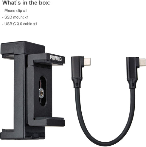 SSD Holder for iPhone 15 Pro Max/15 Pro, SSD Mount with USB C to USB-C Cable, External SSD T7 T5 for Video Shooting