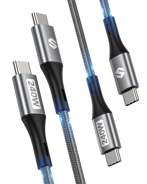 Silkland 240W USB C to USB C Cable (10FT, 2 Pack), Fast Charging 100W PD 3.1 Cord for iPhone 15/15 Plus/Pro/Max