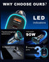 90W USB C Car Charger with 5ft 60W Type C Coiled Cable, Super Fast Adapter for iPhone 15 Pro Max, Samsung Galaxy S24