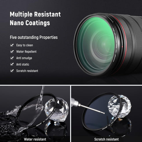 NEEWER 2 Pcs 49mm Black Diffusion Lens Filter Kit, 1/4 & 1/8 Mist Filters with Storage Cases and Cleaning Cloths