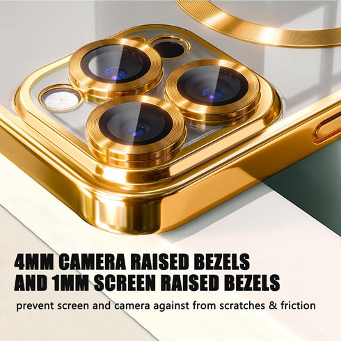 Misscase Gold iPhone 13 Pro MagSafe Case with Clear Anti-Scratch Cover & Camera Protector