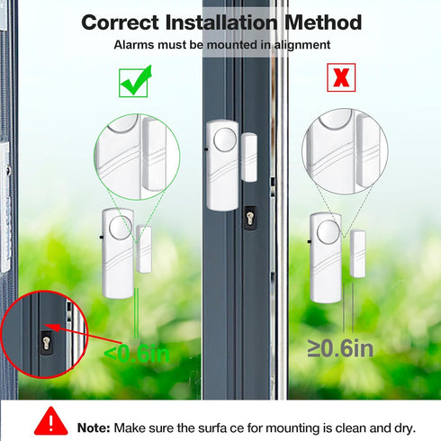 Security Door Window Alarm, Wireless Sensor Burglar Alarm, Easy Installation Doorbell Alarms for Kids Safety (8 Pack)