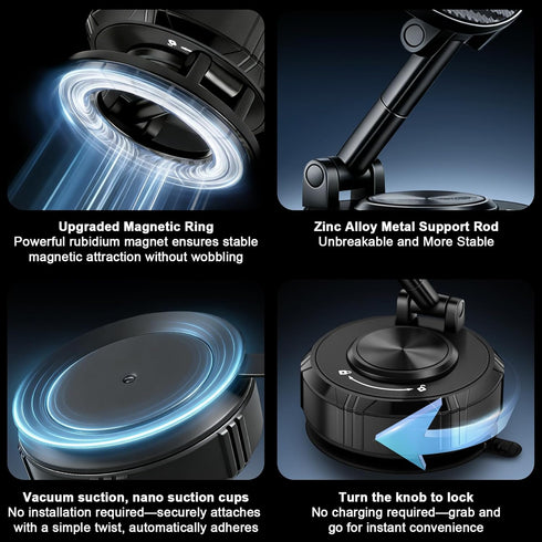 ROMITAKE 360 17/16/15/14 Car Mount, Vacuum Suction Phone Holder for Car, Car Phone Holder Mount, Adjustable Phone