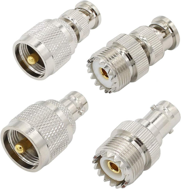PL259 to BNC Adapter Kit, Male Female 4 Type RF Coax Coaxial Connector for Antennas and Wireless LAN Devices