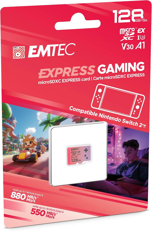 Emtec 128GB Express Gaming microSD, microSD Express 7.1 PCIe NVMe, Up to 880MB/s