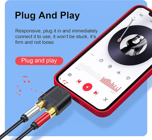 3.5mm to RCA Splitter Adapter - Gold Plated 3.5mm Male Stereo to 2 RCA Female Jack Y Plug Audio Converter (2 Pack)