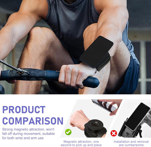 Titgoes Magnetic Wristband Phone Holder for Running, Adjustable Sports Armband Cell Phone Holder, Hands-Free Phone