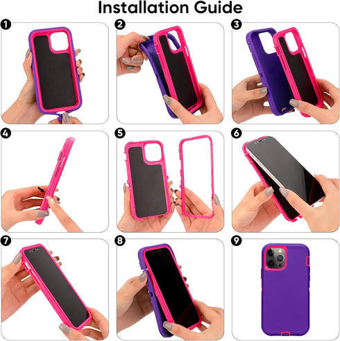 Sansunto Protection Case for iPhone 13, 14, 15, Heavy Duty Shockproof Silicone Rubber Cover for 6.1 Inch Phones