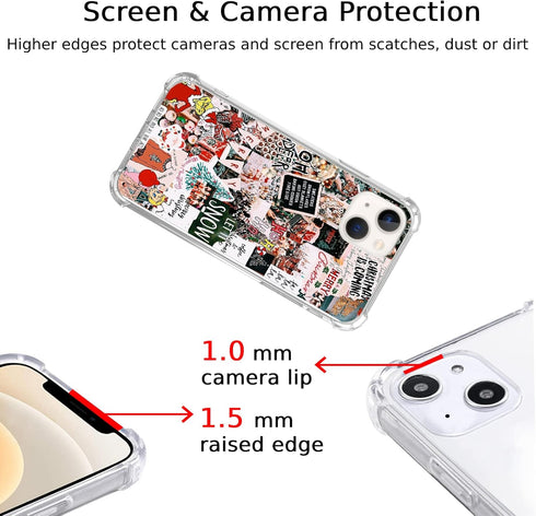 Aesthetic Winter Merry Christmas Case for iPhone 15 Plus - Trendy TPU Collage Phone Cover. Compatible & Stylish!