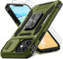 DEERLAMN Military Grade Shockproof Case for iPhone 11, with Slide Camera Cover + Screen Protector (2 Packs), Olive Green