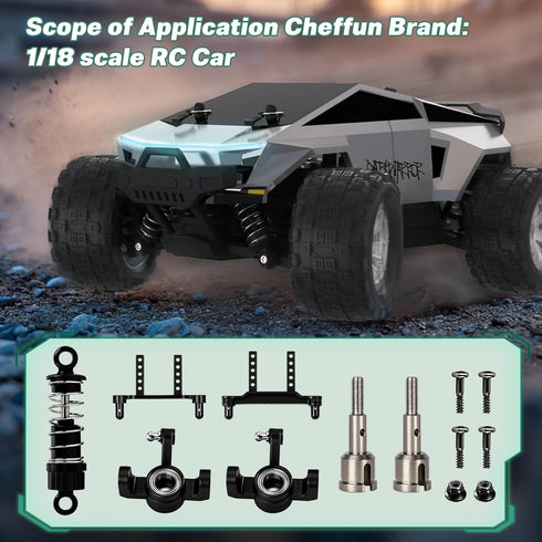 1:18 1/18 Scale RC Car RC Truck Accessories with Shock Absorber, Front and Back Body Pillars Axle, Steering for Front