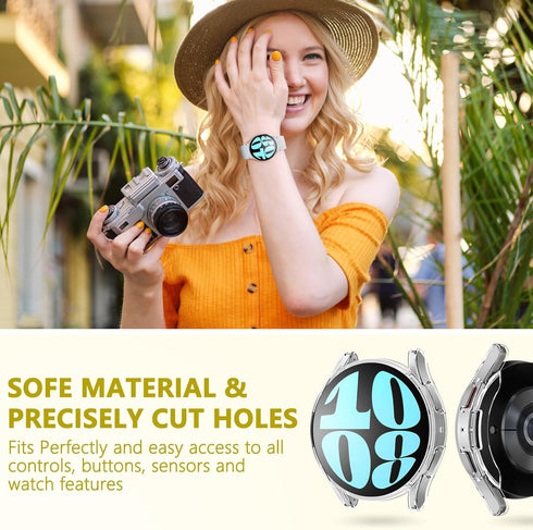 4 Pack Screen Protector Case for Samsung Galaxy Watch 6, 40mm 44mm, Soft TPU Plated Protective Cover, Scratch Resistant