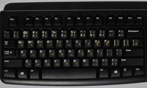 Korean Transparent Keyboard Stickers with Yellow Lettering for PC Computer Laptops Desktop Keyboards