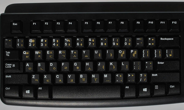 Korean Transparent Keyboard Stickers with Yellow Lettering for PC Computer Laptops Desktop Keyboards