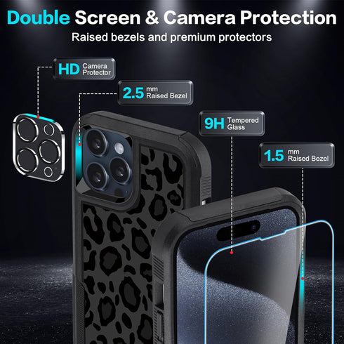 Shopify SEO Optimized:
iPhone 15 Pro Max Case - 5 in 1 Heavy-Duty Slim, Cute Leopard + 2 Screen & Camera Lens