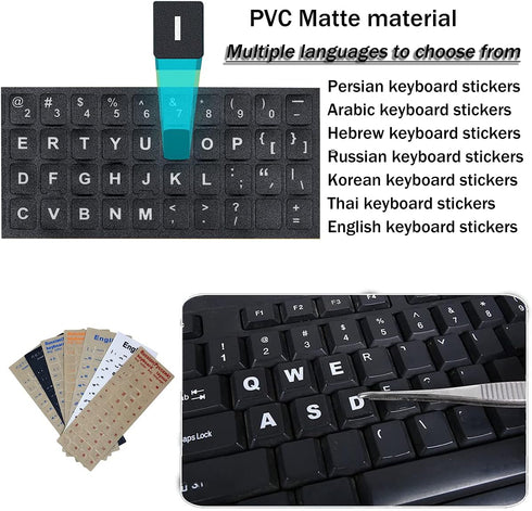 3 PCS Hebrew Keyboard Stickers for Laptop, Black Background with White Lettering for Computer Notebook Replacement
