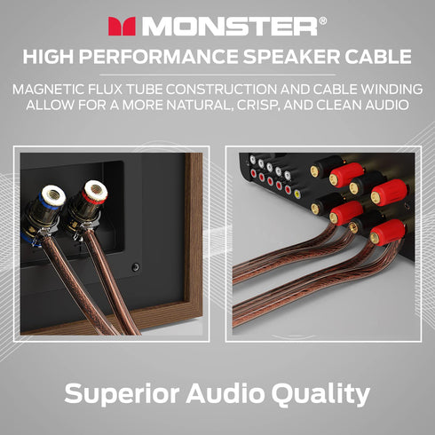 Monster XP Copper Clad Aluminum (CCA) Speaker Wire, 14 Gauge Cable 100 FT Spool, Ideal for Home Cinema