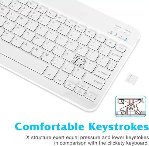 UrbanX Rechargeable Bluetooth Keyboard and Mouse Combo, Ultra Compact Slim Full-Size Keyboard and Ergonomic Mice for