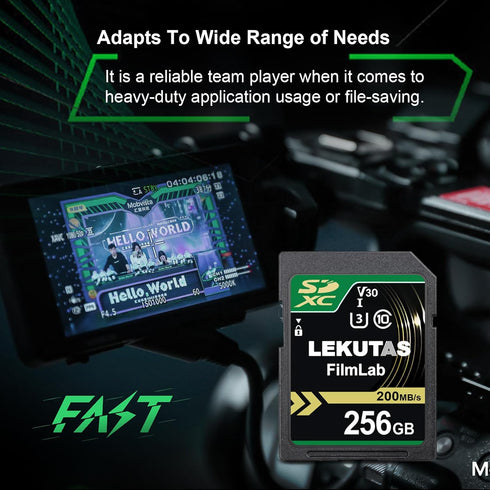 256GB SDXC UHS-I Memory Card - Up to 200MB/s Read Speed, C10, U3, V30, 4K UHD for Canon Nikon Sony Panasonic DSLR