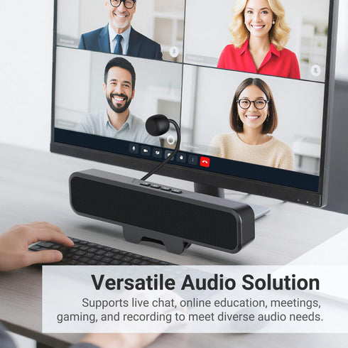INGA Computer Speakers with Detachable Mic, Plug and Play Desktop Speakers, One-Touch Mute Microphone, Stereo & Bass