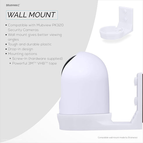 Wall Mount for Mubview PK320 Pet & Baby Monitor - Easy Install Holder Bracket, Reduces Blind Spots & Clutter