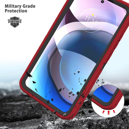 Annymall for Moto One 5G Ace Case with Screen Protector, Rugged Triple Layer Shockproof Heavy Duty Phone Case Cover