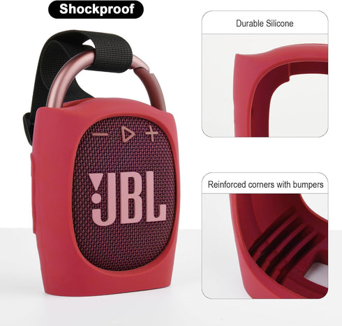 TXEsign Silicone Protective Carrying Case Compatible with JBL Clip 4 - Portable Mini Bluetooth Speaker Stand UP Cover Pouch for JBL Clip 4 (Red)