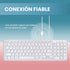 Perixx PERIBOARD-213W, Silent USB Scissor Keyboard with Cable, Compact Design with Numeric Keypad, White - Spanish Qwert