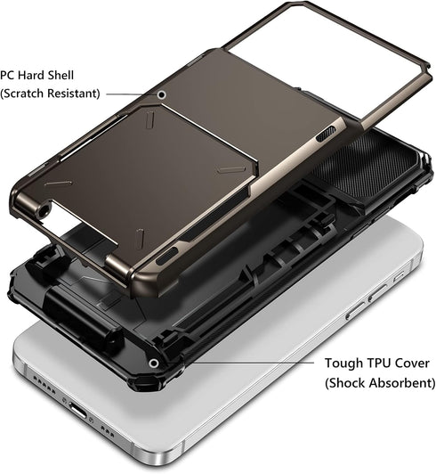 Vofolen 13 4-Card 13 6.1 Case for iPhone Case Wallet Holder ID Slot Flip Door Hidden Pocket Anti-Scratch Dual Layer
