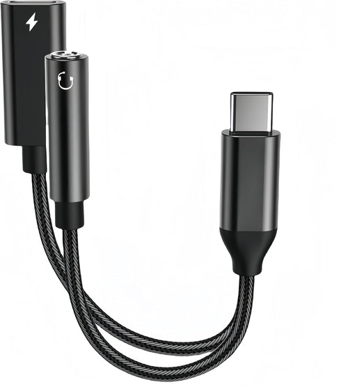 USB-C to 3.5mm Audio Headphone Adapter - HiFi Charger 2-in-1 for iPhone 15, Samsung Galaxy S24, Pixel, iPad