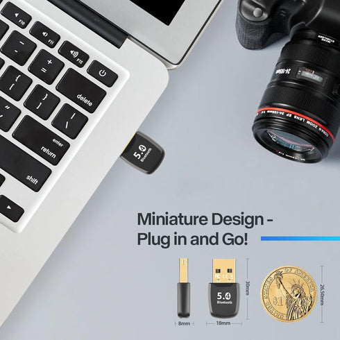 Suuleet Bluetooth USB Adapter 5.4 for PC, Wireless Dongle (BR+BLE+EDR), Free Driver, Taillight Design for Headset