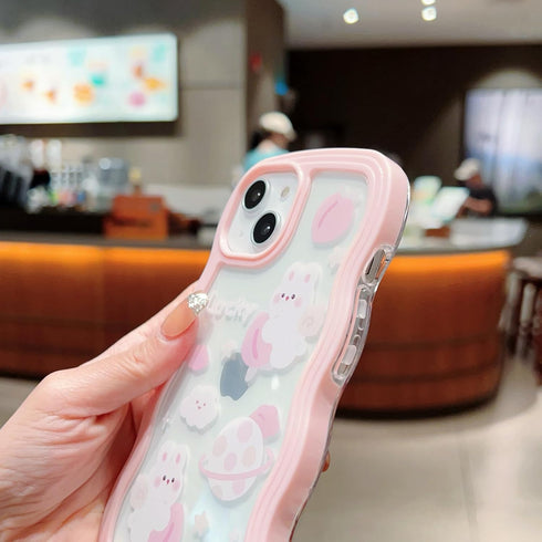 YKCZL 15 Compatible for iPhone Phone Case,Cute Bear Floral Butterfly Cloud Kawaii Pattern,Soft TPU Transparent Women