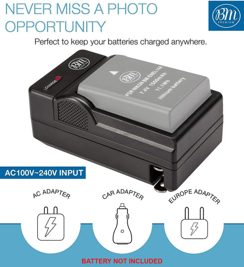 BM Premium EN-EL25 Battery Charger (MH-32 Replacement) for Nikon Z30, Z50, Z fc Digital Cameras