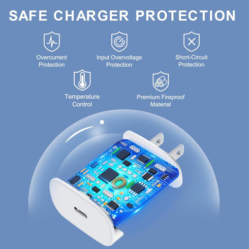 30W Fast Charging Phone 16 15 Charger, USB-C Wall Block Adapter with 6.6Ft USB C to C Cable for Pro/Max