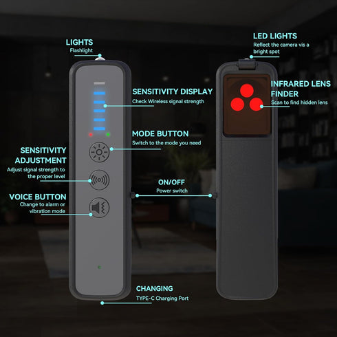Hidden Camera Detectors - Anti Spy, Bug, Car GPS Tracker, Infrared, RF Detector, Anti Eavesdropping, Finder Device for