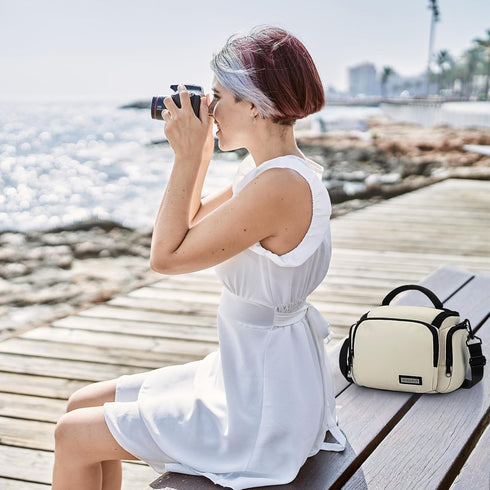 G-raphy DSLR Crossbody Camera Bag with Removable Strap for Accessories, Beige