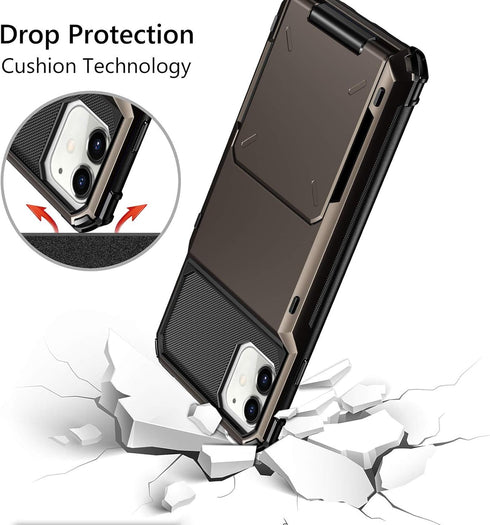 Vofolen Compatible with iPhone 12 Mini Case - 5G Wallet with 4-Card Slot, Anti-Scratch Dual Layer Hybrid TPU Bumper