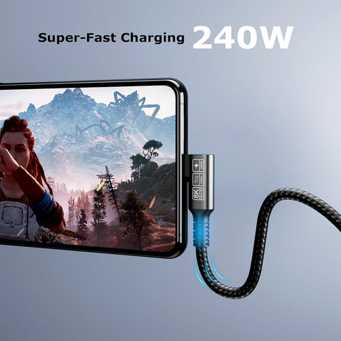 USB C 4 Extension Cable with Thunderbolt 4, 240W Charging, 40 Gbps Data Cable for Hub, Dock