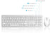 Wireless Keyboard and Mouse Combo, Full Size Slim Thin Wireless Keyboard with Numeric Keypad (White & Silver)