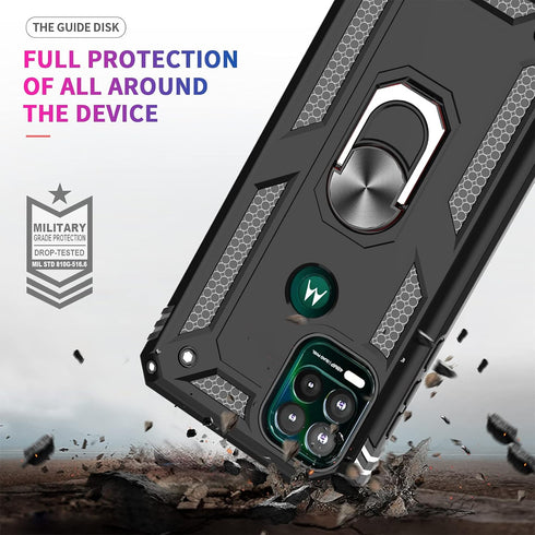 LeYi Military-Grade Moto G Stylus 5G Phone Case 2021 with Magnetic Ring Kickstand & 2 Tempered Glass Protectors - Black